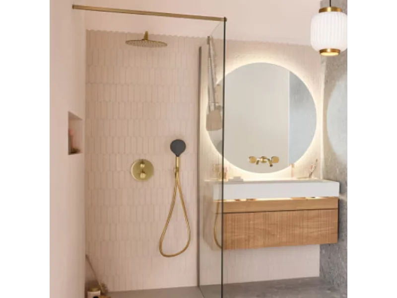 Colonne de douche encastrée thermostatique JACOB DELAFON Metro laiton brossé