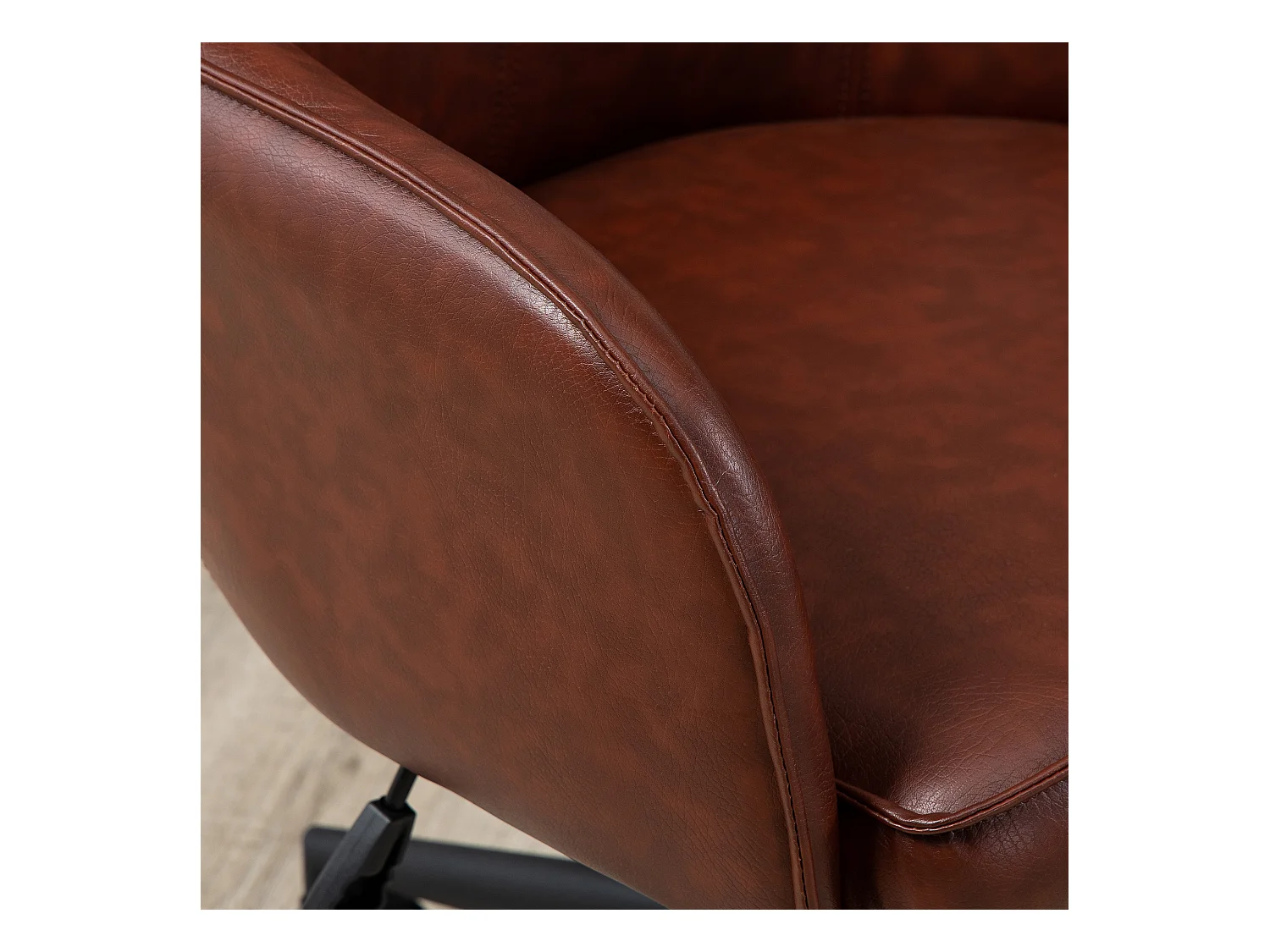 Fauteuil de bureau avec fonction bascule, réglable 93-101 cm, jusqu'à 120 kg, simili cuir marron, chaise d'ordinateur confortable et élégante