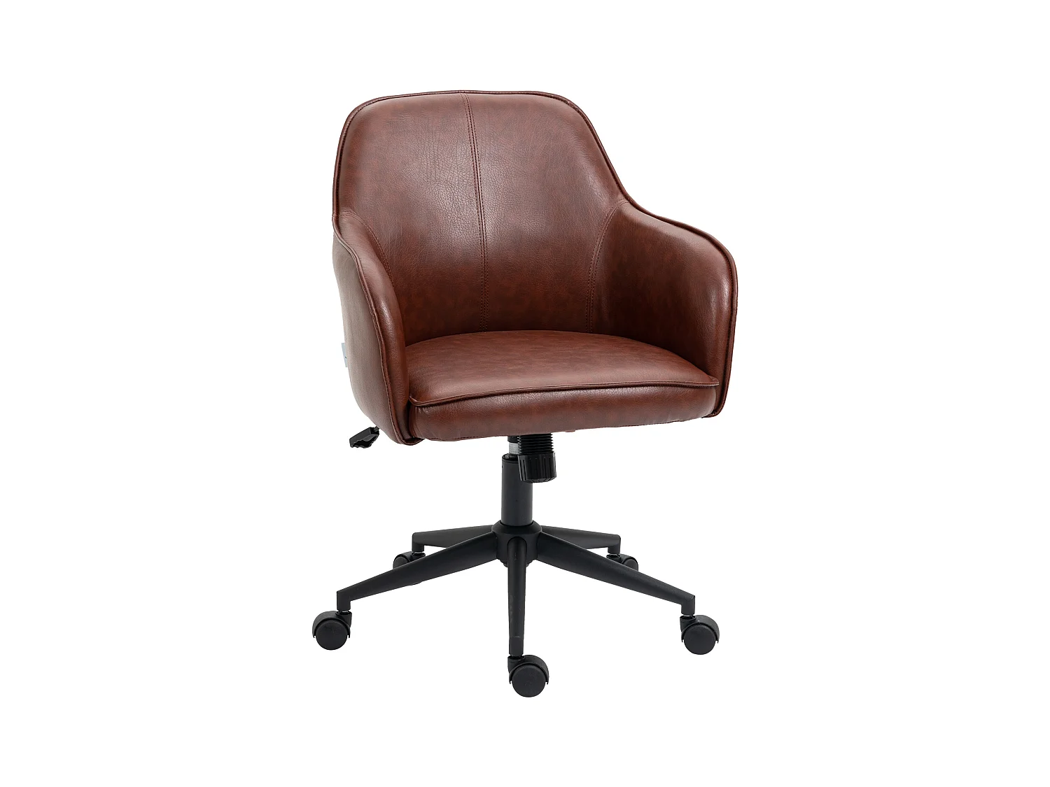 Fauteuil de bureau avec fonction bascule, réglable 93-101 cm, jusqu'à 120 kg, simili cuir marron, chaise d'ordinateur confortable et élégante