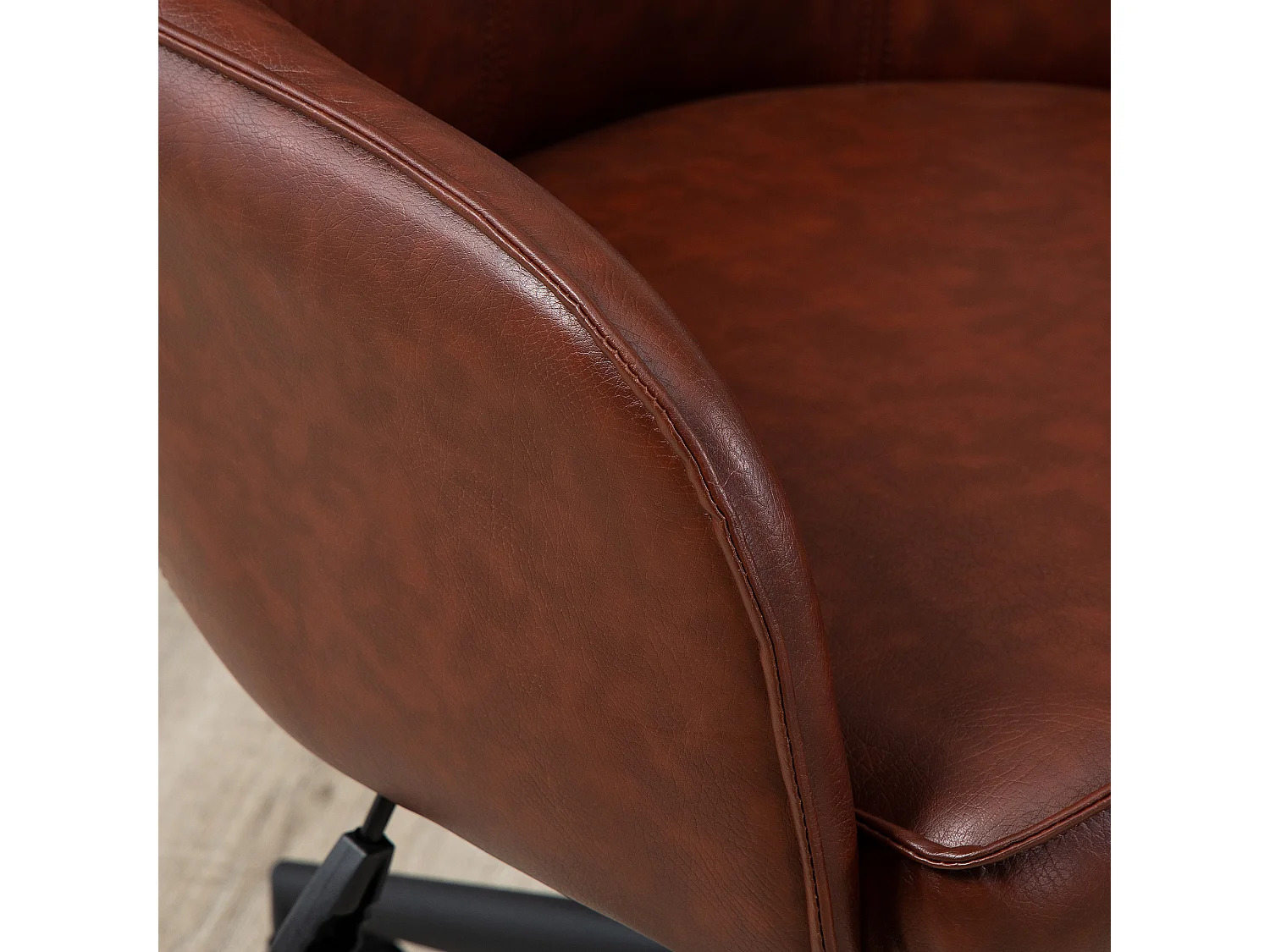 Fauteuil de bureau avec fonction bascule, réglable 93-101 cm, jusqu'à 120 kg, simili cuir marron, chaise d'ordinateur confortable et élégante