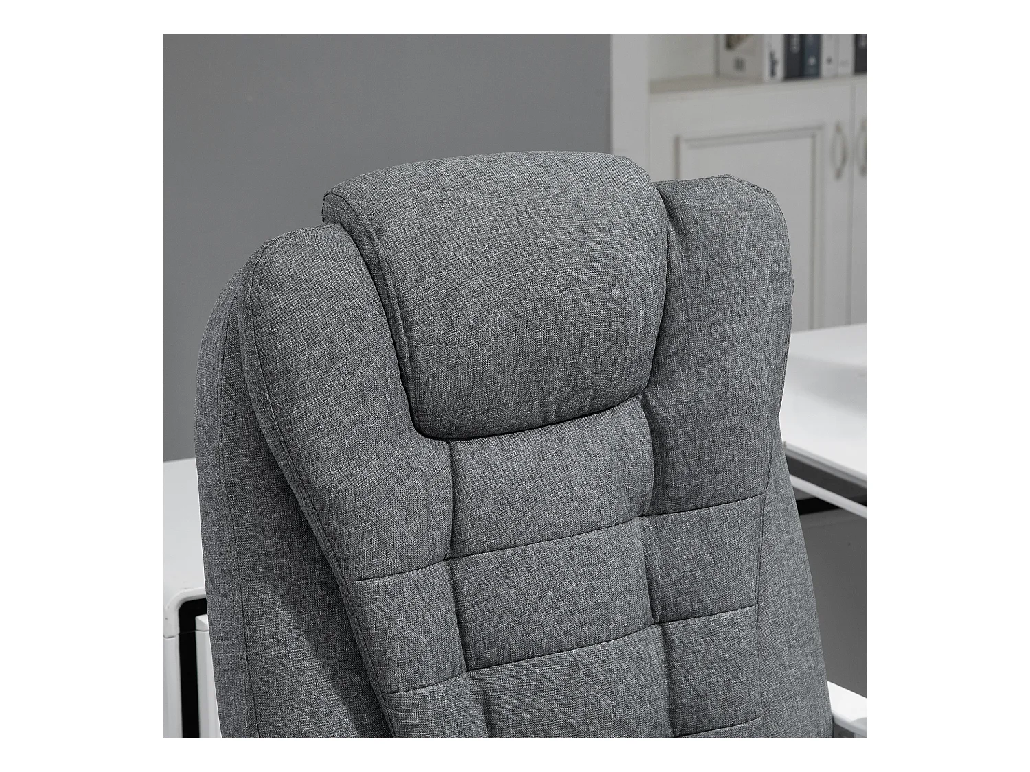 Chaise de bureau ergonomique avec repose-pieds rabattable, réglable en hauteur et inclinable, gris, confortable pour home office