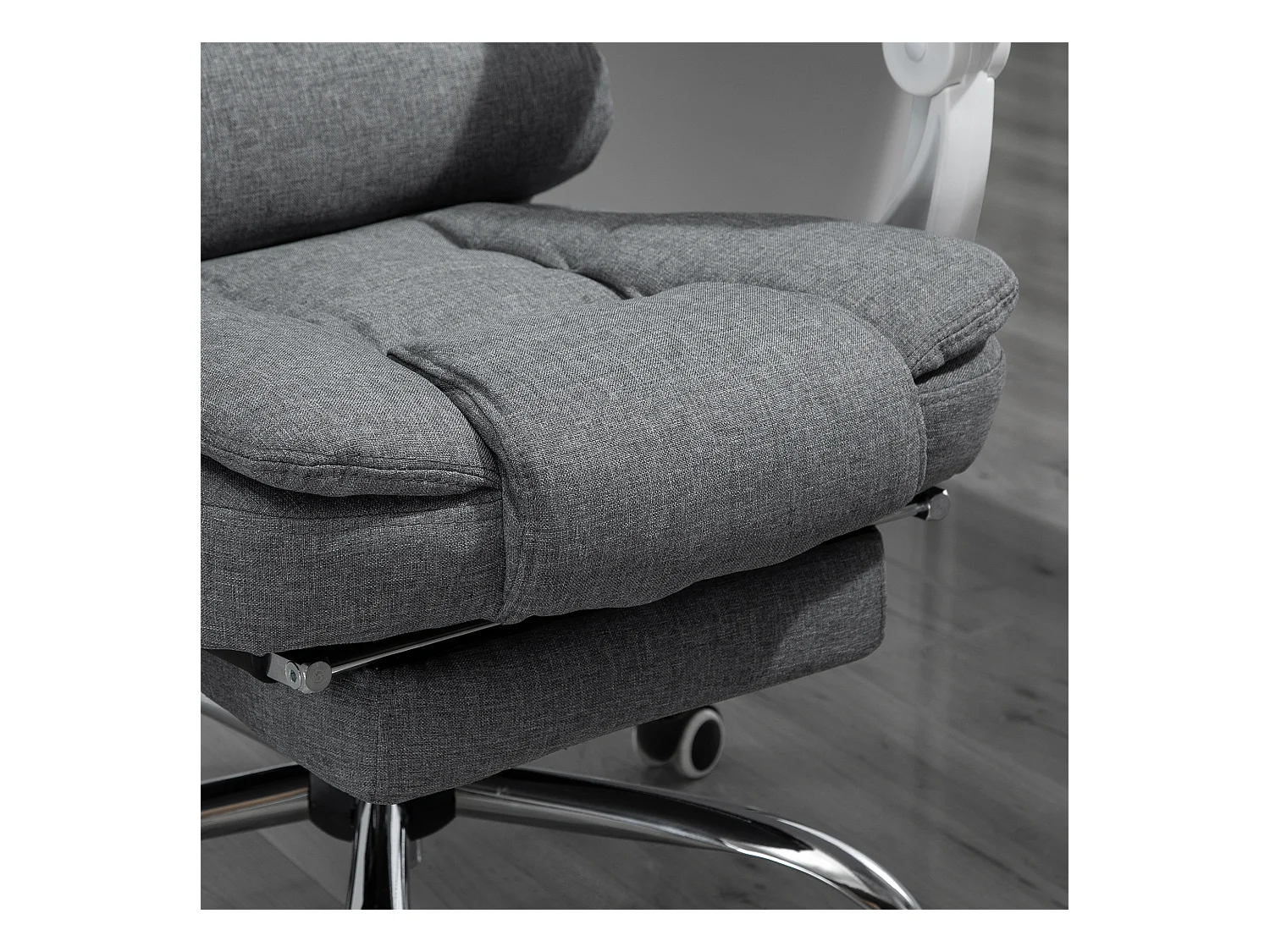 Chaise de bureau ergonomique avec repose-pieds rabattable, réglable en hauteur et inclinable, gris, confortable pour home office