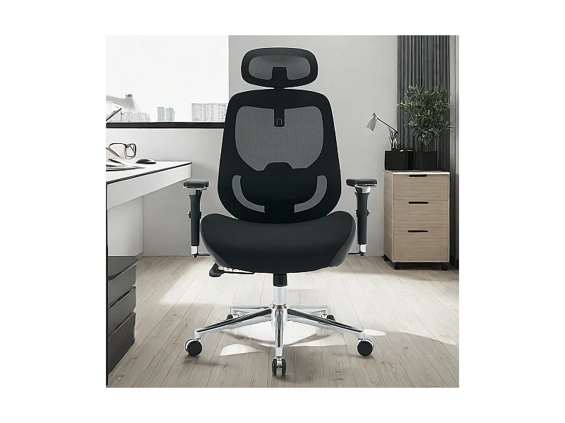 Sedia da ufficio ergonomica per grandi dimensioni, 230 kg, braccioli regolabili 4D, schienale alto in rete, supporto lombare e poggiatesta, ufficio domestico