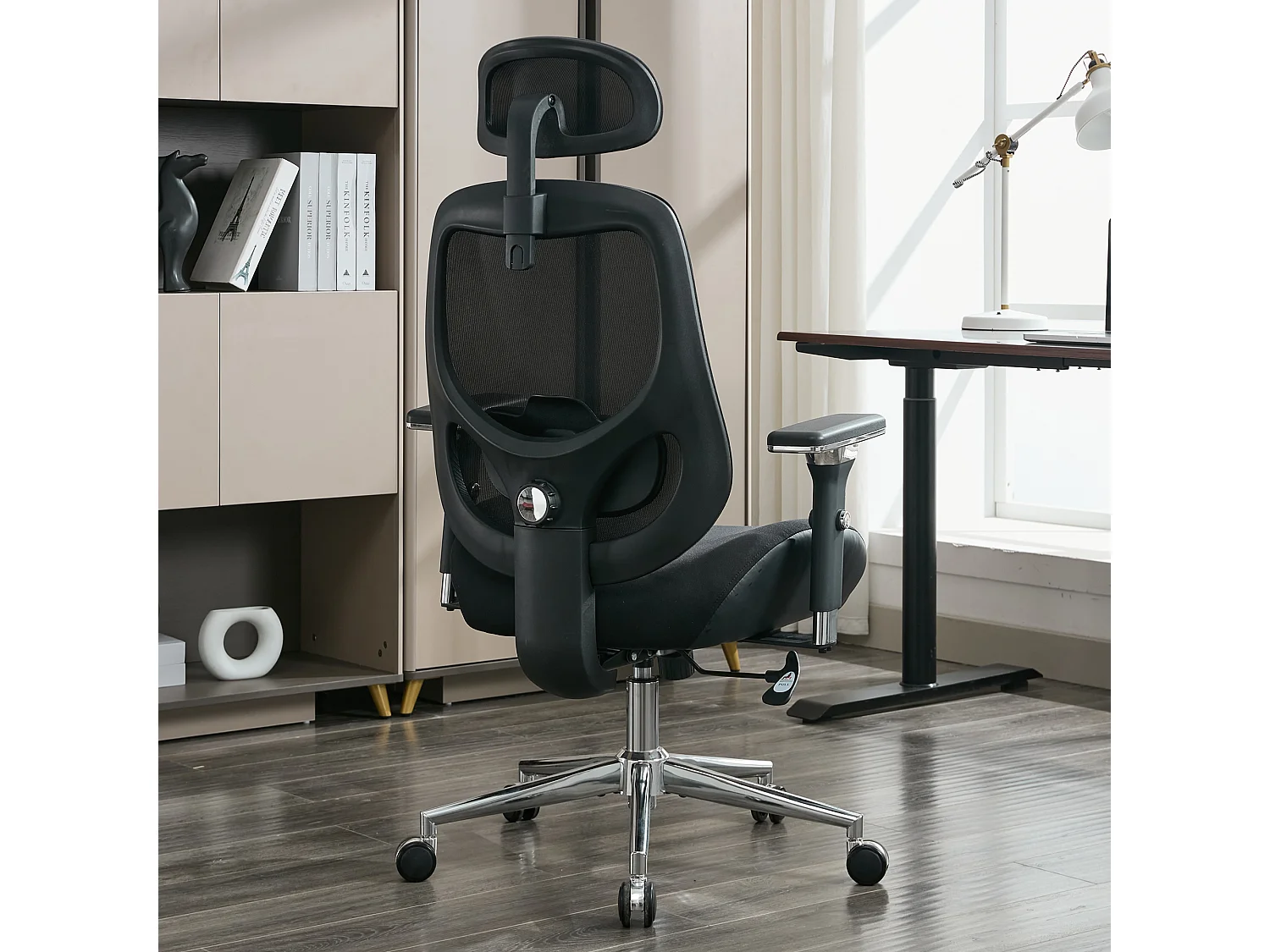 Chaise de bureau ergonomique pour grande taille, 230 kg, accoudoirs 4D réglables, dossier haut en mesh, soutien lombaire et appui-tête, home office