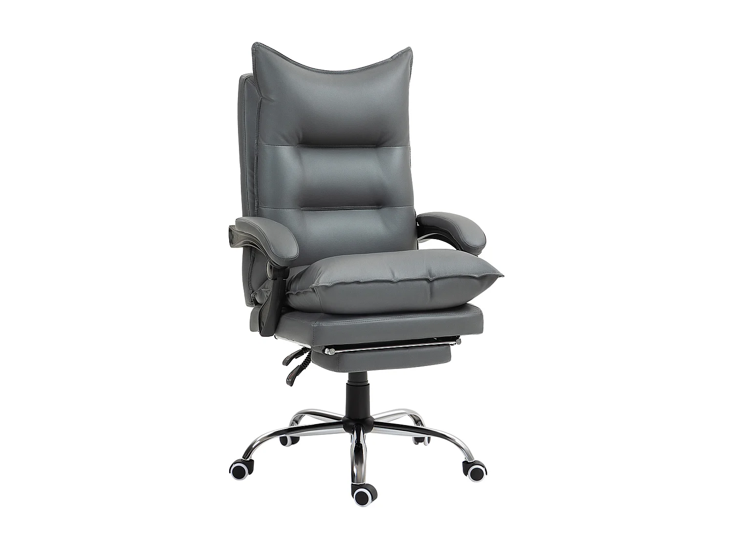 Fauteuil de bureau ergonomique avec repose-pieds, hauteur réglable, assise rembourrée, supporte jusqu'à 135 kg, gris, idéal pour bureau