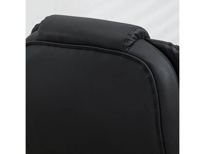 Chaise de bureau avec dossier haut, fonction massage, pivotant, revêtement cuir synthétique noir, confortable pour bureau ou home office