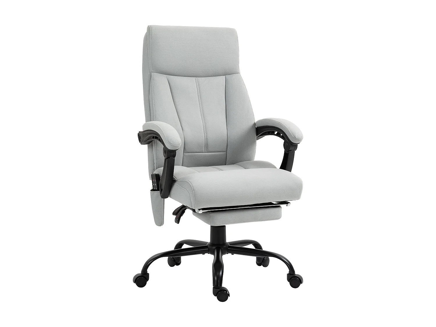 Fauteuil de bureau ergonomique avec fonction massage, repose-pieds réglable, assise confortable gris clair, idéal pour bureau et home office