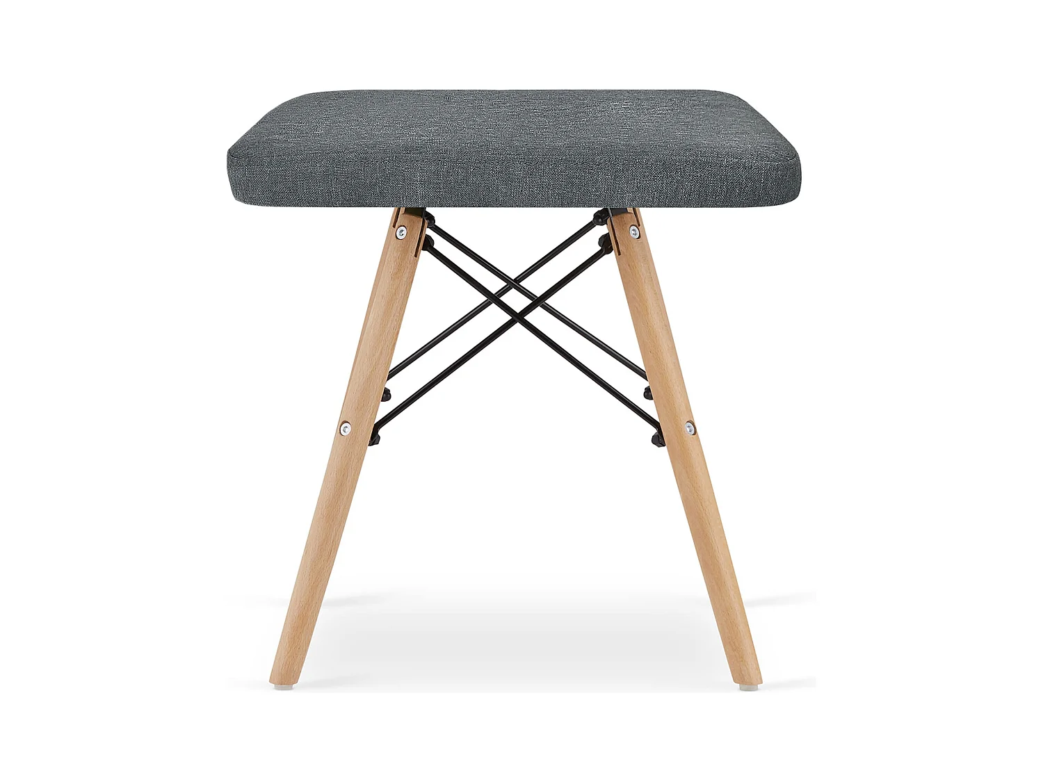 Lot de 3 tabourets Valora PEKO en tissu gris avec pieds en hêtre