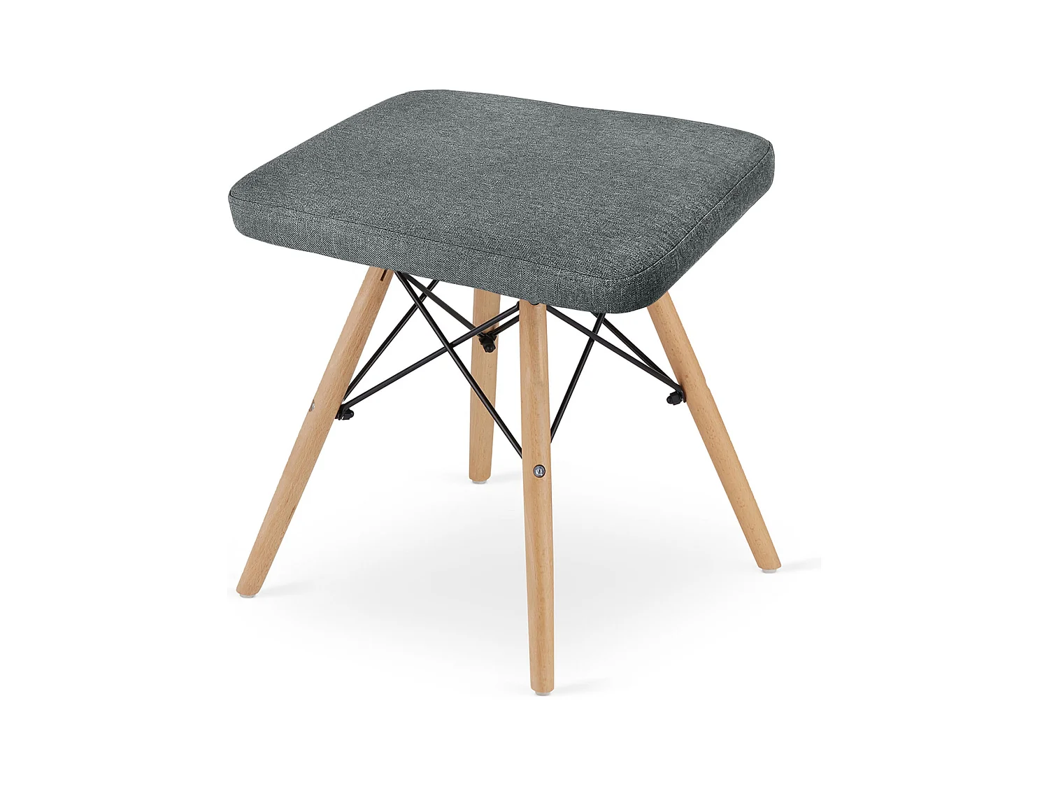 Lot de 3 tabourets Valora PEKO en tissu gris avec pieds en hêtre