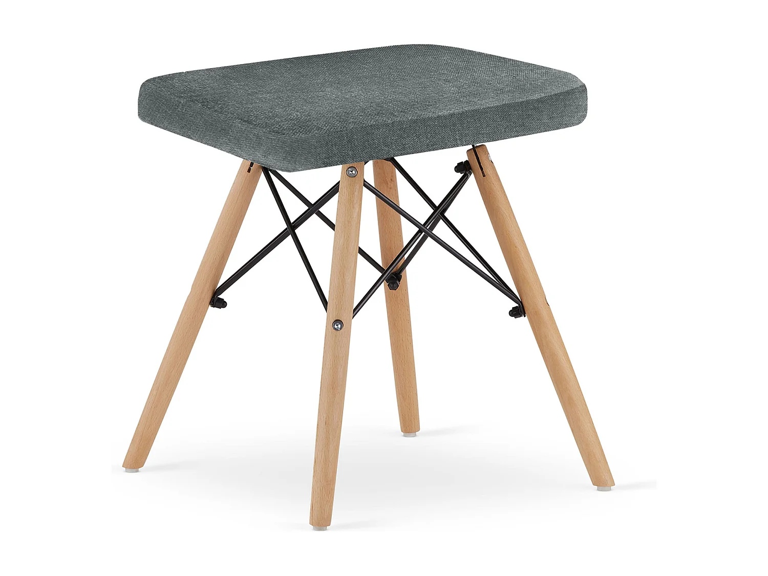 Lot de 3 tabourets Valora PEKO en tissu gris avec pieds en hêtre