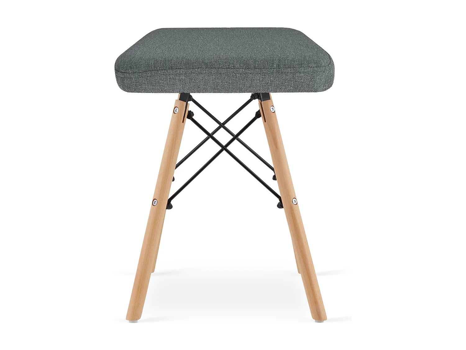 Lot de 3 tabourets Valora PEKO en tissu gris avec pieds en hêtre