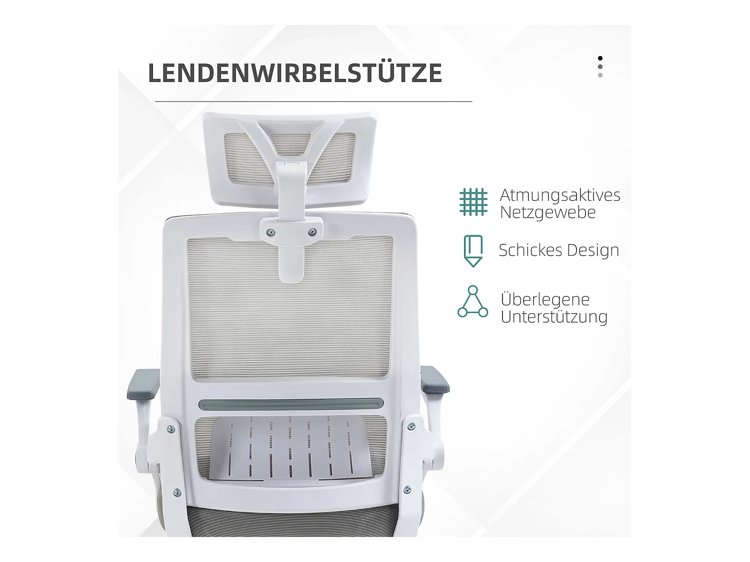 Chaise de bureau ergonomique avec appui-tête, siège pivotant réglable en hauteur, fonction bascule, soutien lombaire en mesh