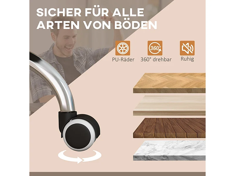 Bureaustoel met massage- en verwarmingsfunctie, draaibaar, kantelbaar, in hoogte verstelbaar, comfortabele pc-stoel, beige