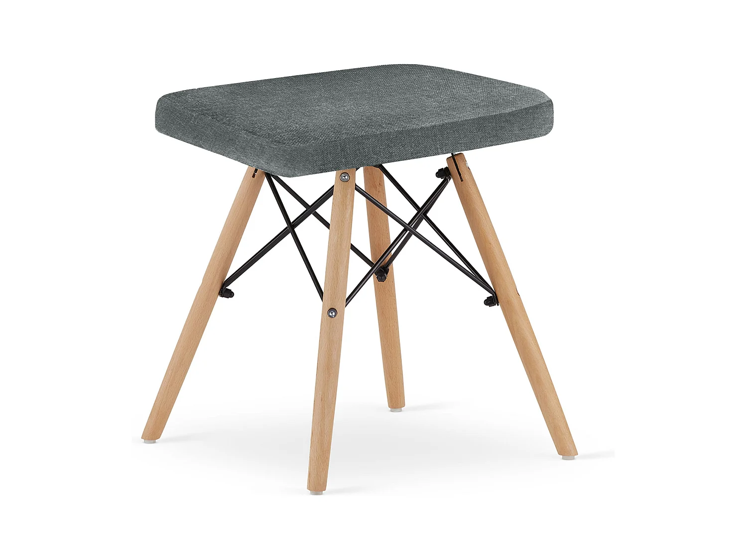Valora PEKO Hocker, grauer Stoffbezug mit Beinen aus Buchenholz, 1 Stück