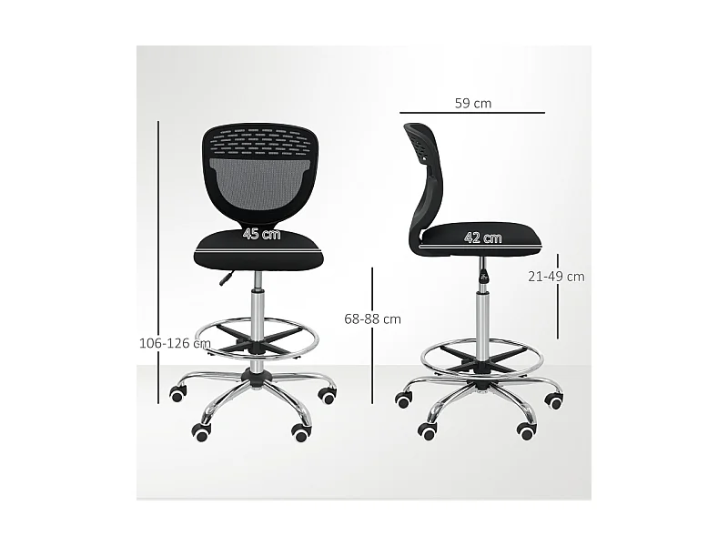Chaise de bureau, siège de travail et chaise de bureau, réglable en hauteur, rembourrée , couleur noir, pratique pour home office