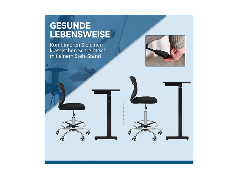 Chaise de bureau, siège de travail et chaise de bureau, réglable en hauteur, rembourrée , couleur noir, pratique pour home office