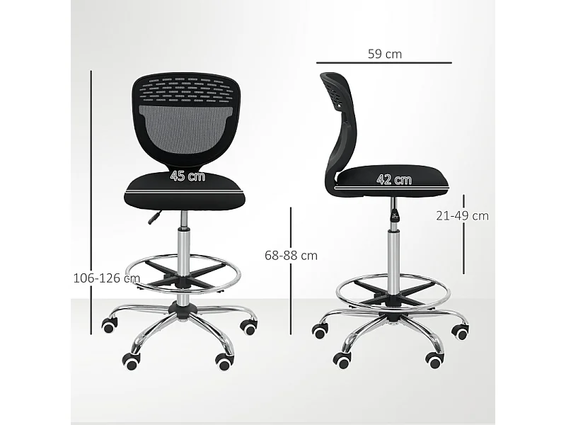 Chaise de bureau, siège de travail et chaise de bureau, réglable en hauteur, rembourrée , couleur noir, pratique pour home office