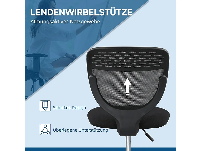 Chaise de bureau, siège de travail et chaise de bureau, réglable en hauteur, rembourrée , couleur noir, pratique pour home office