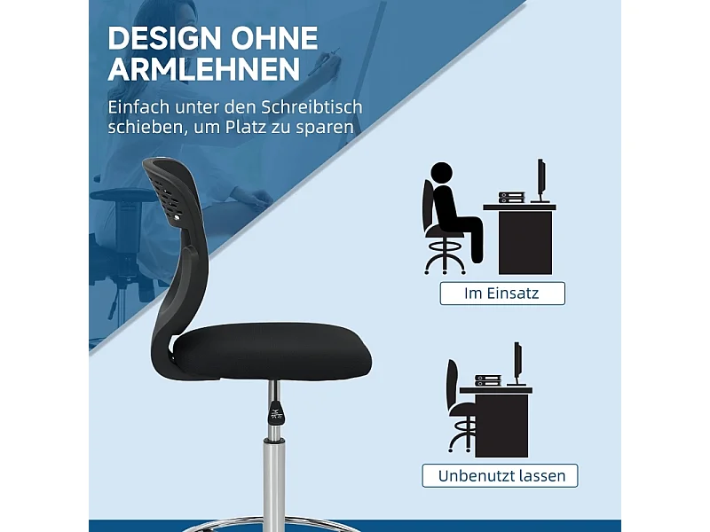 Chaise de bureau, siège de travail et chaise de bureau, réglable en hauteur, rembourrée , couleur noir, pratique pour home office