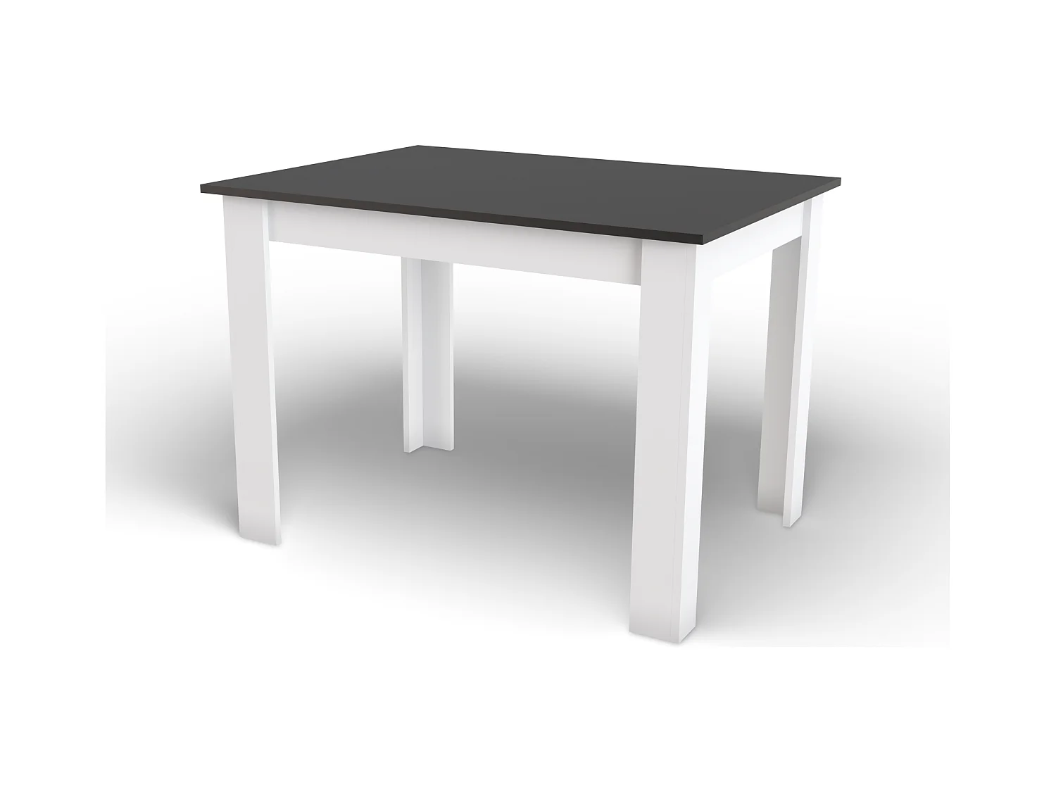 Table à manger rectangulaire Valora NP, plateau noir et pieds blancs