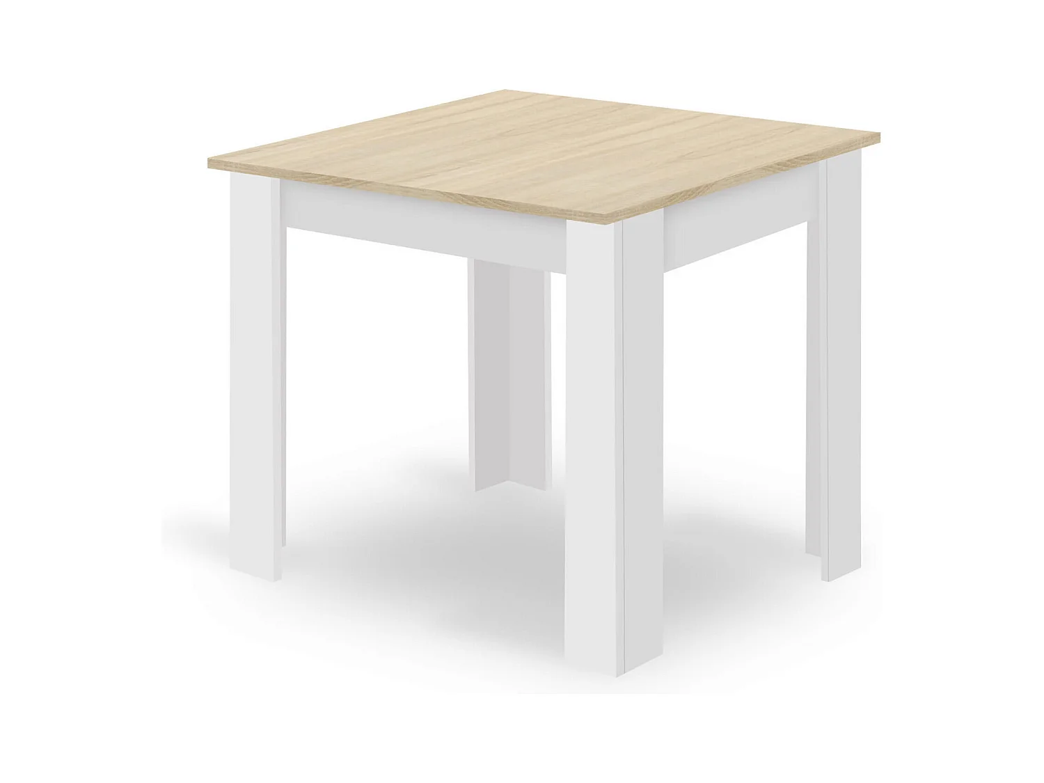 Table à manger carrée Valora NP avec plateau en chêne Sonoma et pieds blancs