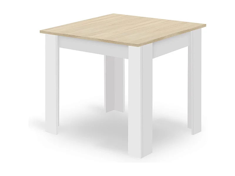 Table à manger carrée Valora NP avec plateau en chêne Sonoma et pieds blancs