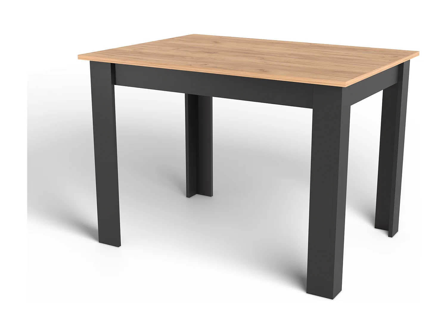 Table à manger rectangulaire Valora NP en chêne artisanal avec pieds noirs