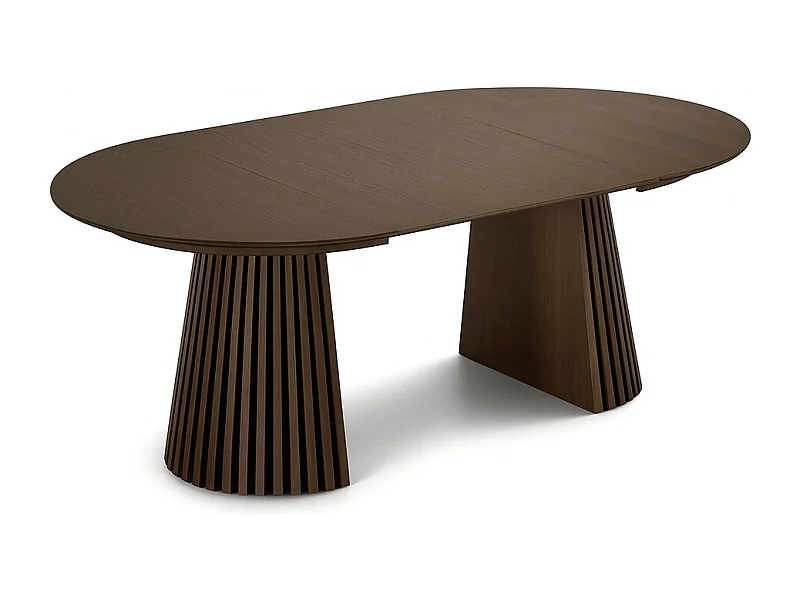 Tokyo table de salle à manger avec 2 plateaux supplémentaires ø120x120-160-200cm smoked chêne plaqué