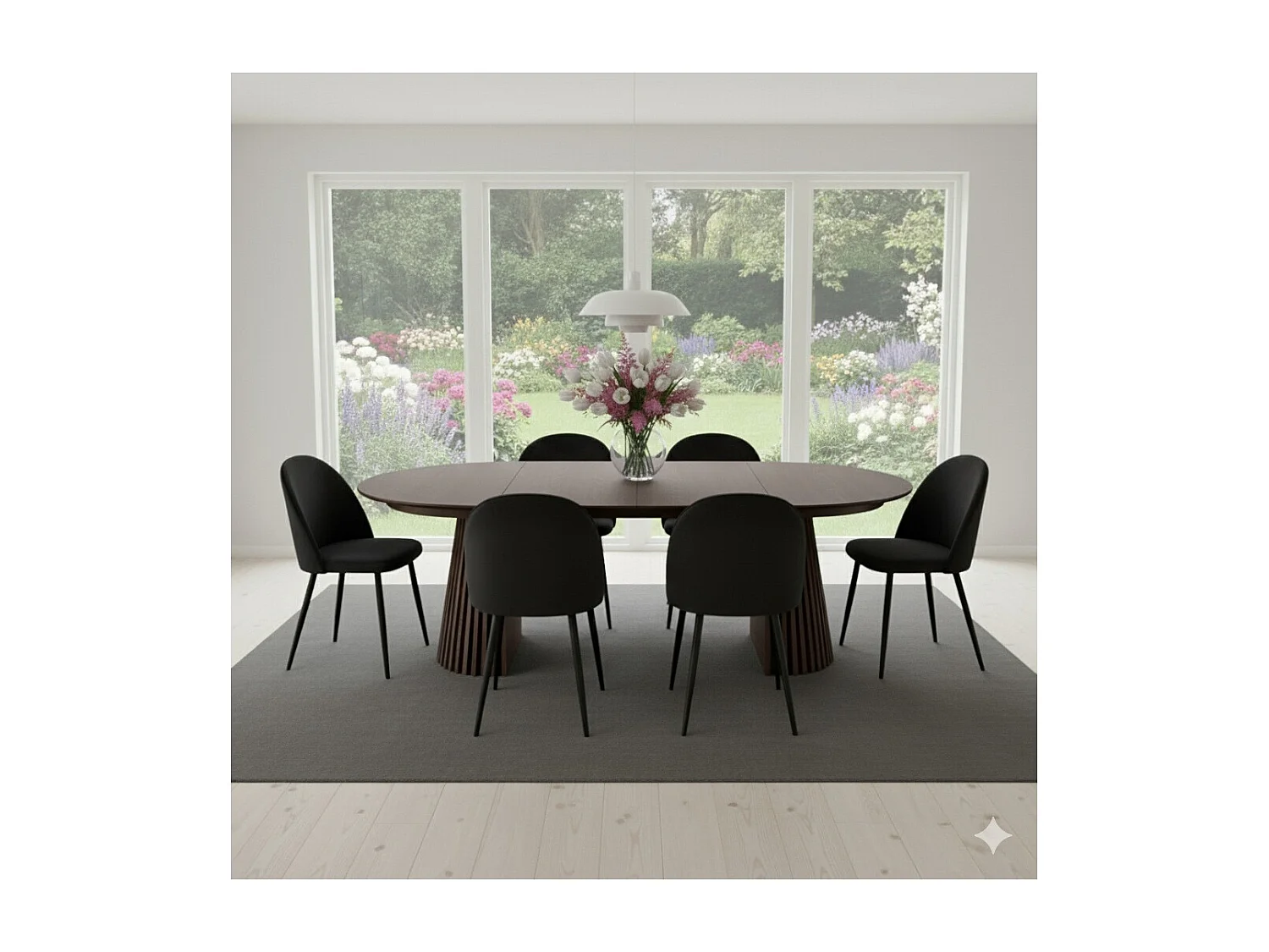 Tokyo table de salle à manger avec 2 plateaux supplémentaires ø120x120-160-200cm smoked chêne plaqué