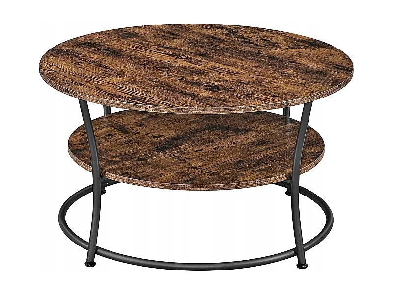 Valora ronde salontafel in rustieke bruine loftstijl met plank