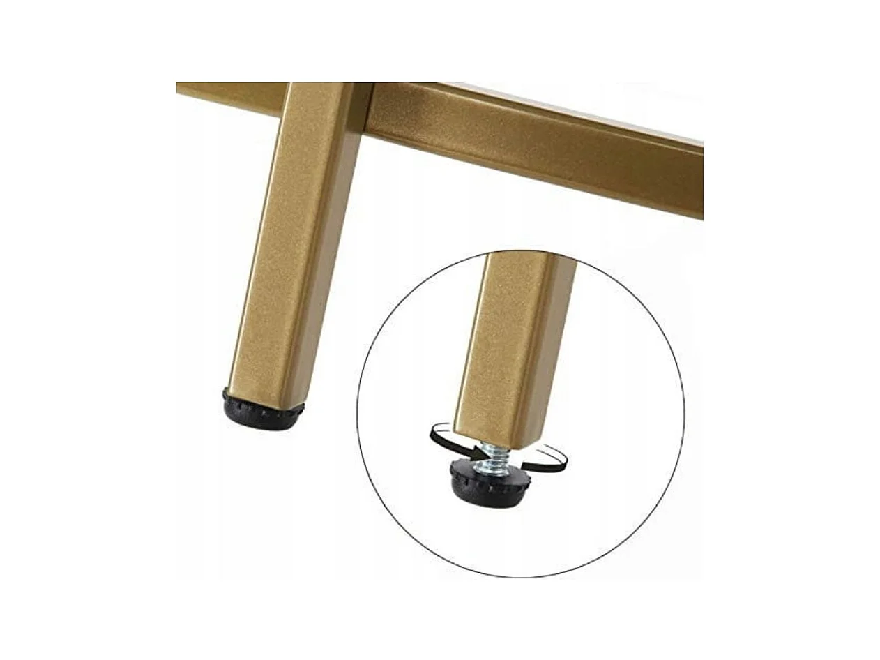 Table basse ronde Valora, cadre en acier doré avec plateau en verre