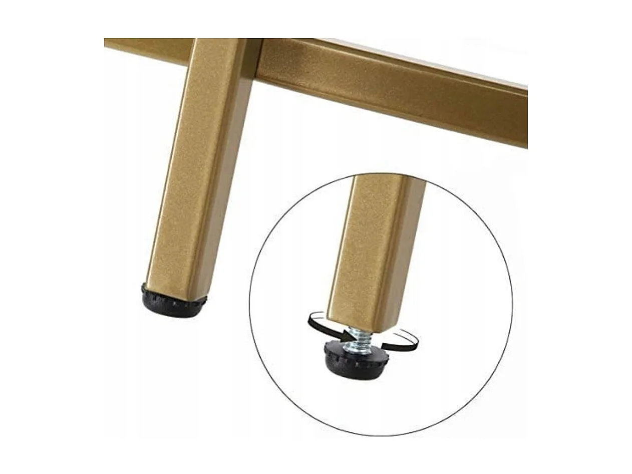 Table basse ronde Valora, cadre en acier doré avec plateau en verre