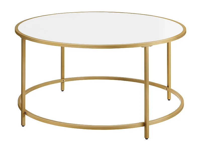 Valora Ronde Salontafel Goud en Wit Ø84 cm Loft Stijl