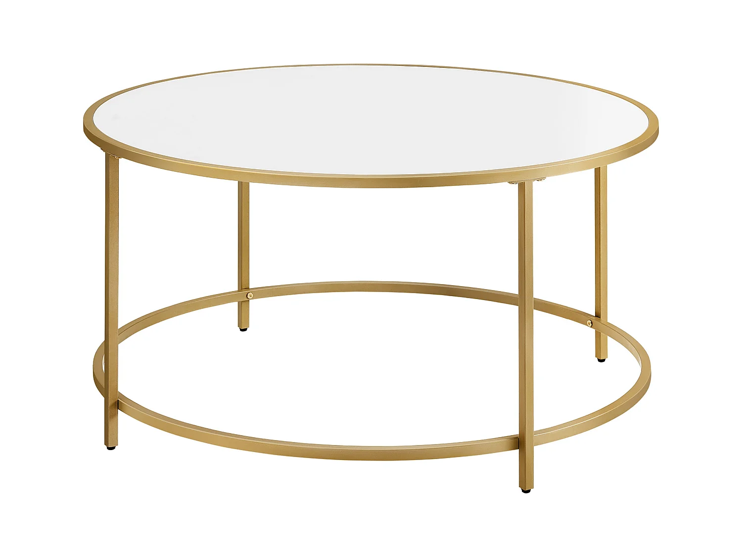 Table basse ronde Valora dorée et blanche Ø84 cm style loft