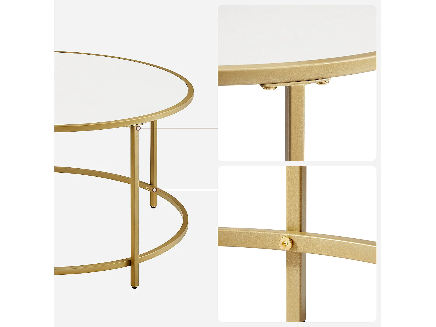 Mesa de centro redonda Valora dorada y blanca Ø84 cm estilo loft