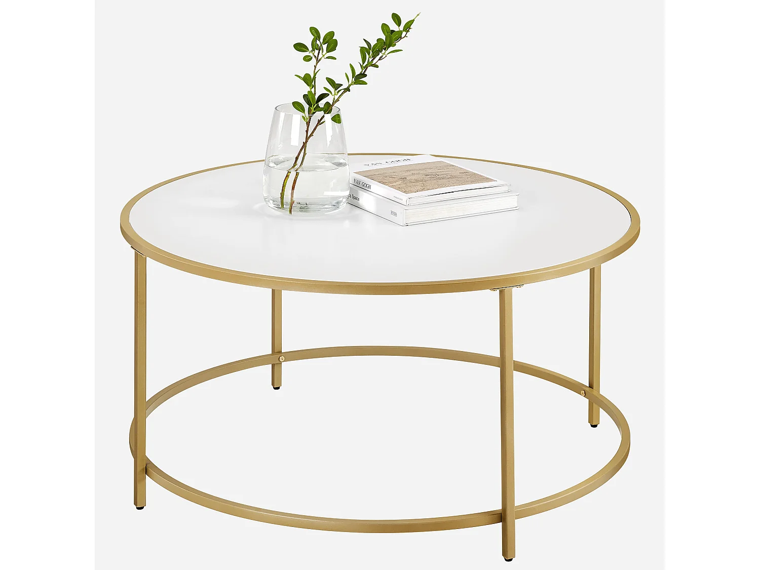 Mesa de centro redonda Valora dorada y blanca Ø84 cm estilo loft