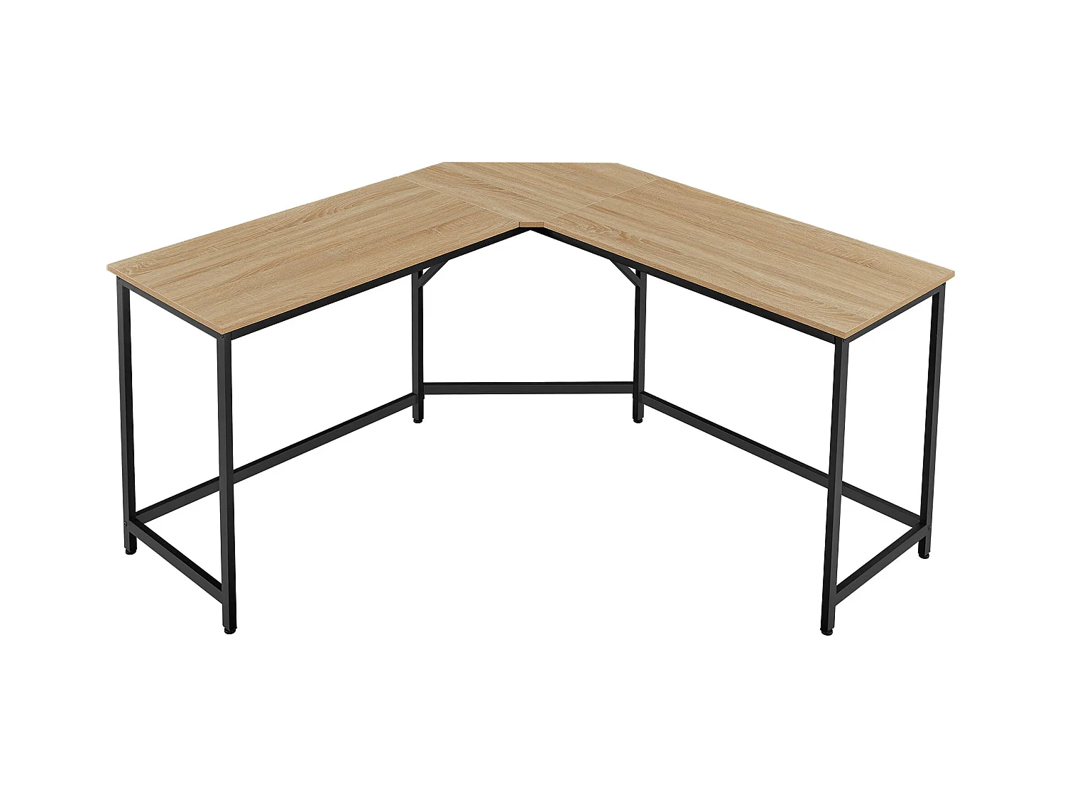 Bureau d'angle Valora – Chêne Sonoma avec cadre en acier noir 149 x 149