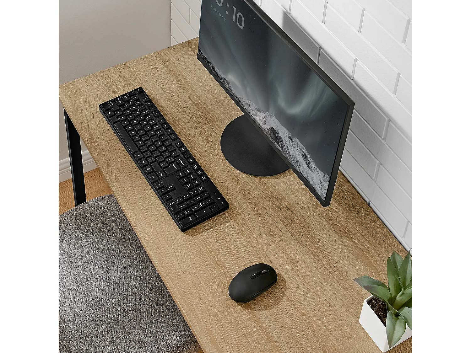 Bureau d'angle Valora – Chêne Sonoma avec cadre en acier noir 149 x 149