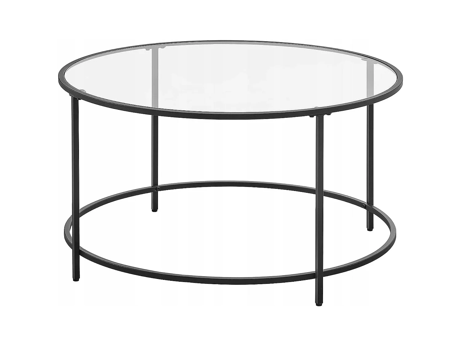 Table basse ronde verre Valora acier noir cadre salon/salle à manger