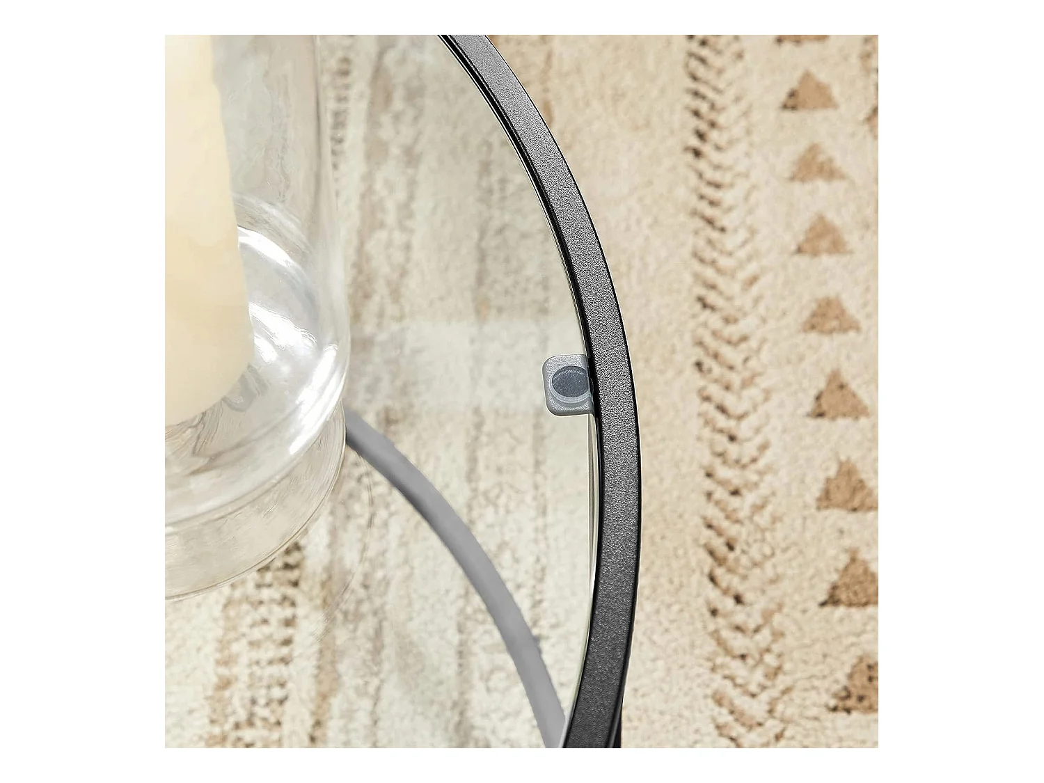 Table basse ronde verre Valora acier noir cadre salon/salle à manger