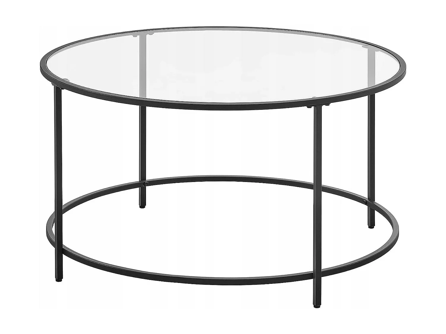 Table basse ronde verre Valora acier noir cadre salon/salle à manger