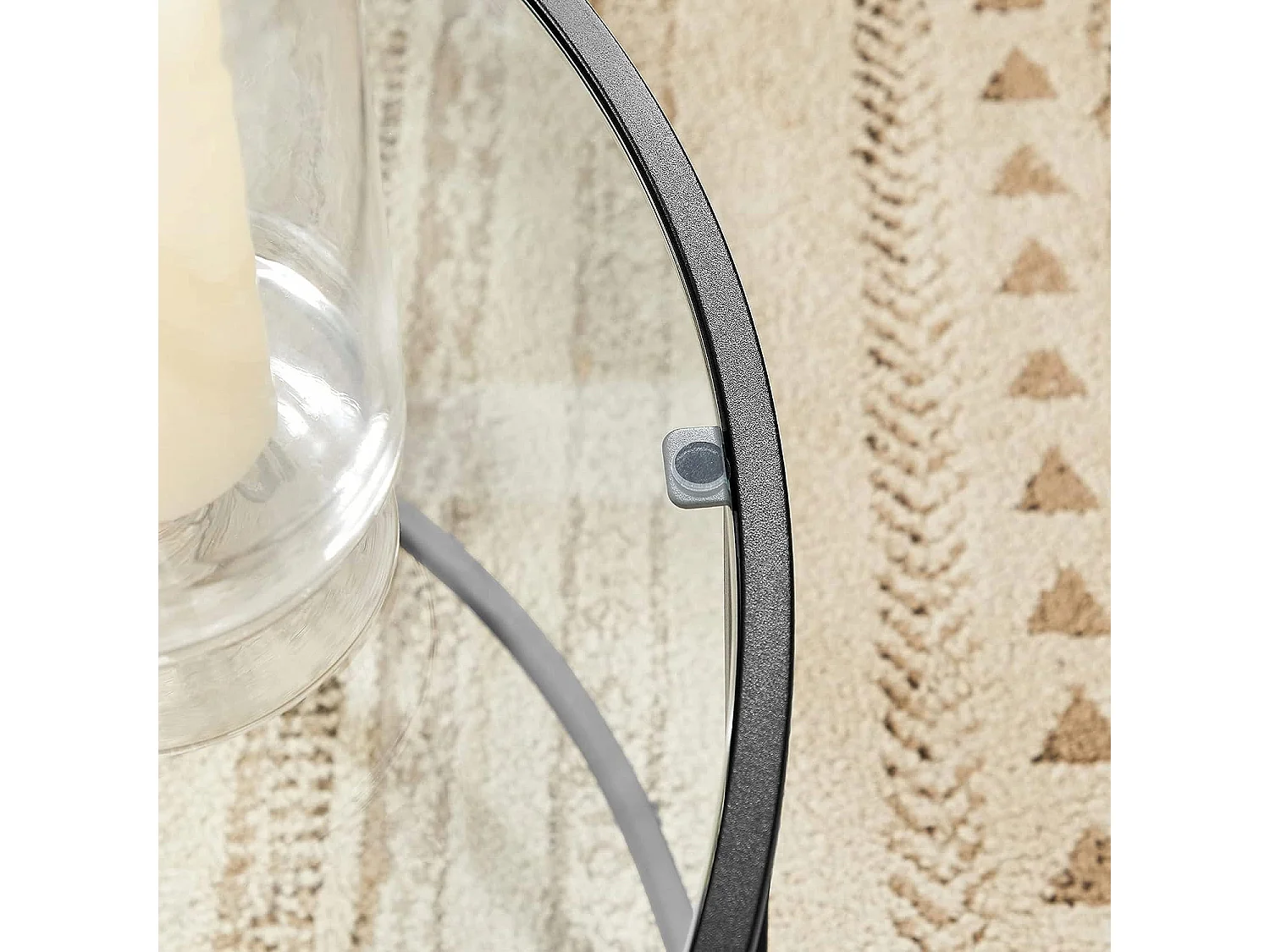 Table basse ronde verre Valora acier noir cadre salon/salle à manger