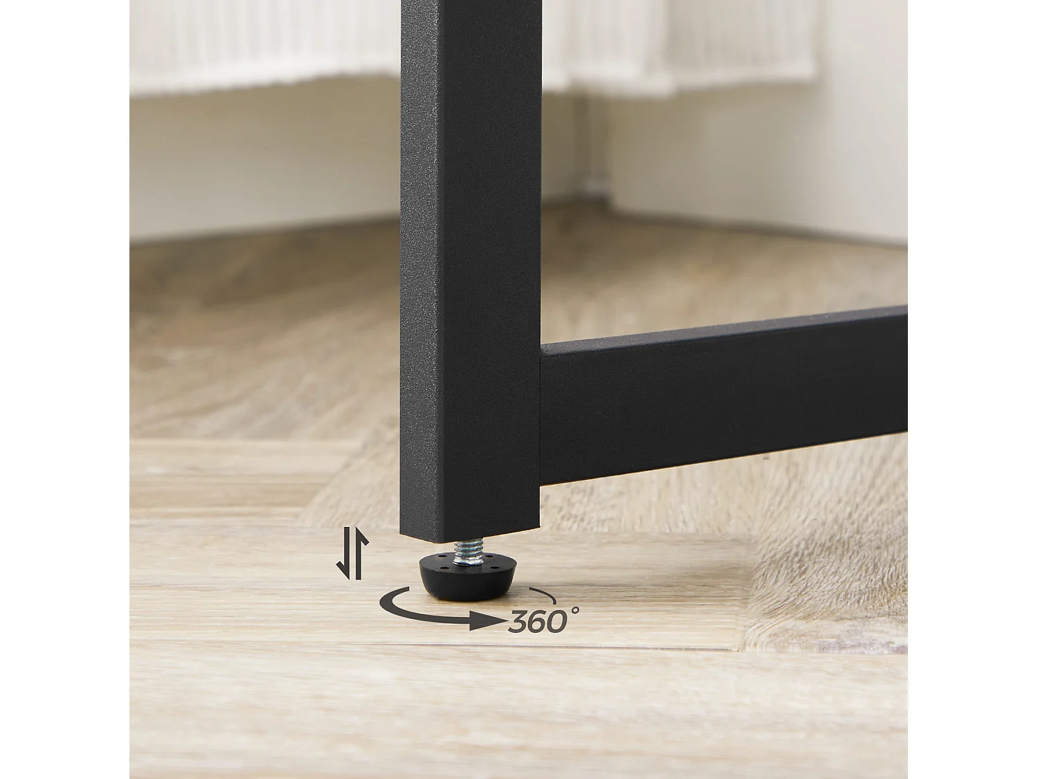 Bureau ordinateur Valora chêne Sonoma cadre acier noir 100x50 avec crochets