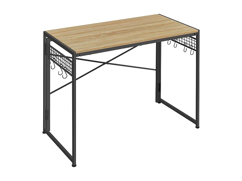 Valora Computerbureau met Haken – Sonoma Eiken en Zwart Stalen Frame 100x50