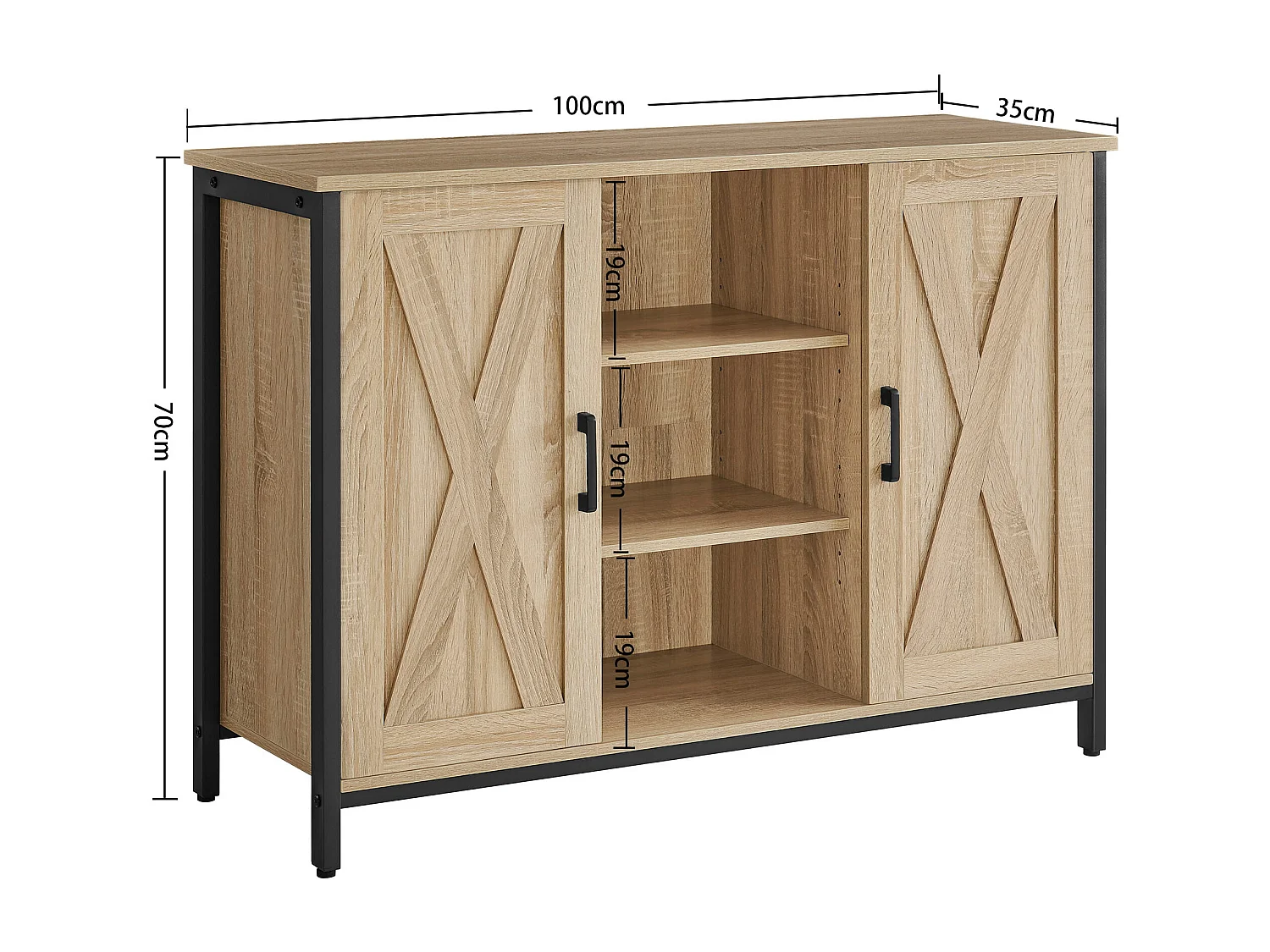 Valora Kommode – Sonoma-Eiche mit schwarzem Stahlrahmen
