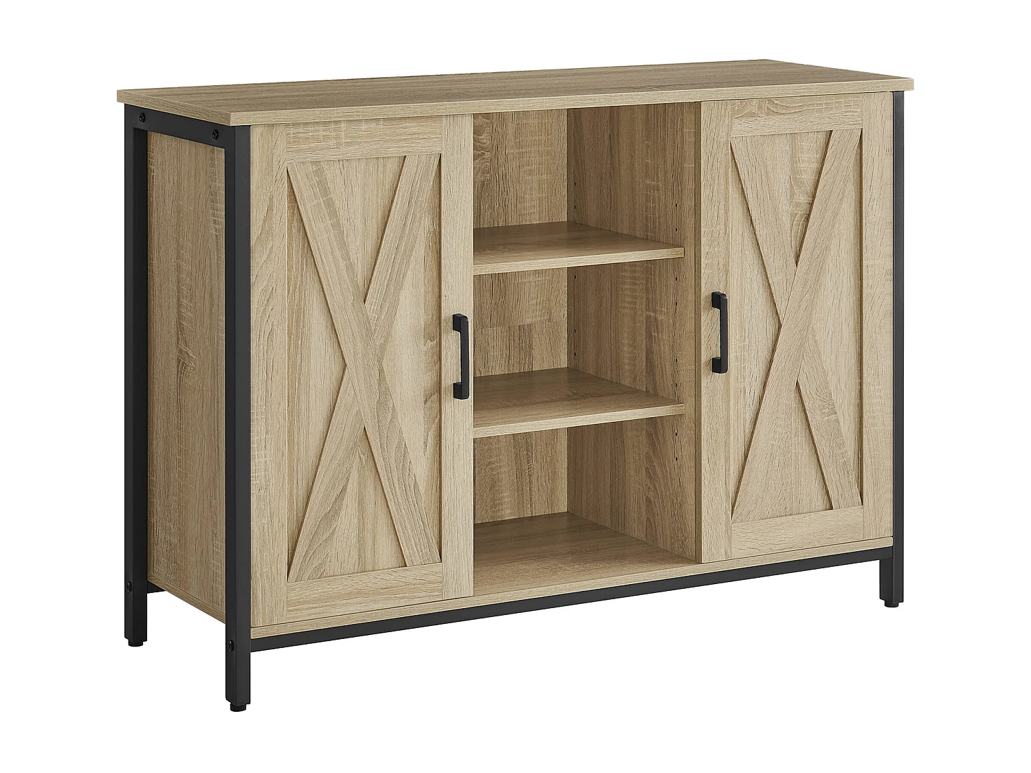 Commode Valora – Chêne Sonoma avec cadre en acier noir