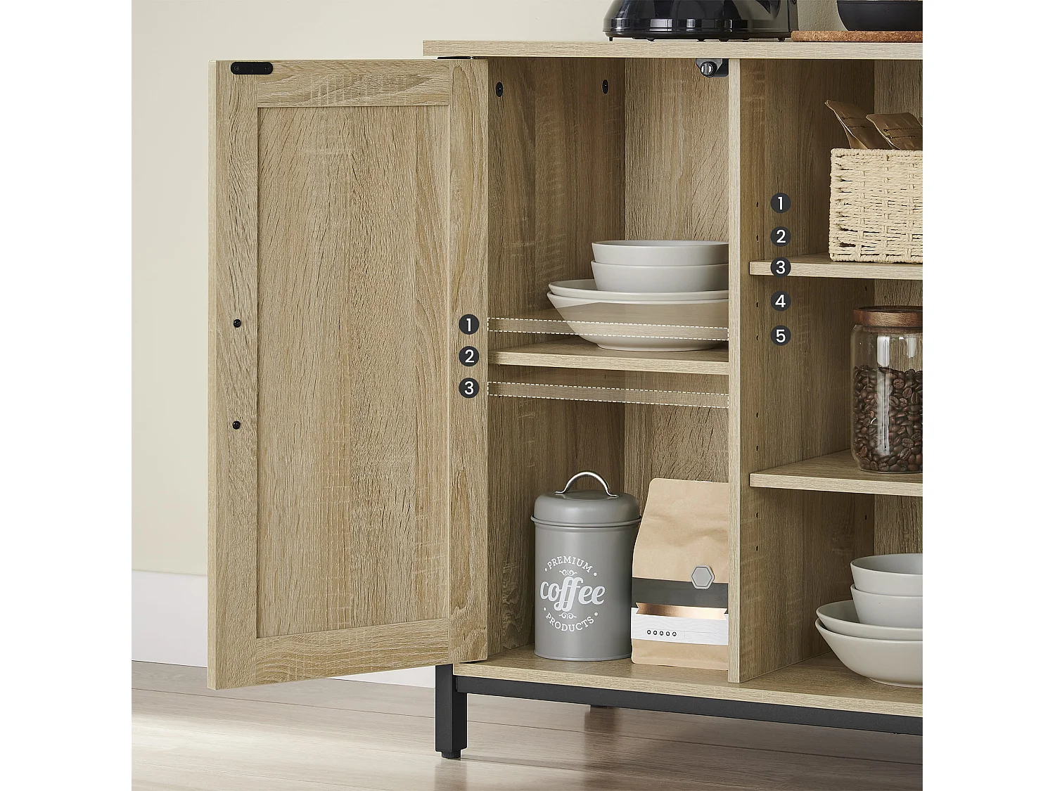 Commode Valora – Chêne Sonoma avec cadre en acier noir