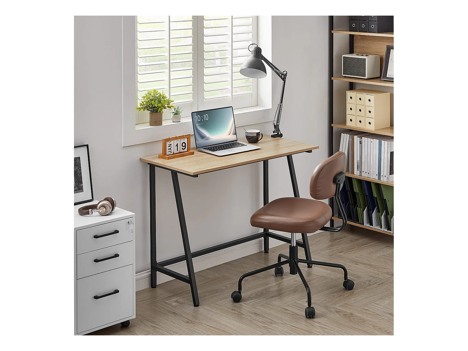 Bureau d'ordinateur Valora – Chêne Sonoma avec cadre en acier noir 100 x 50