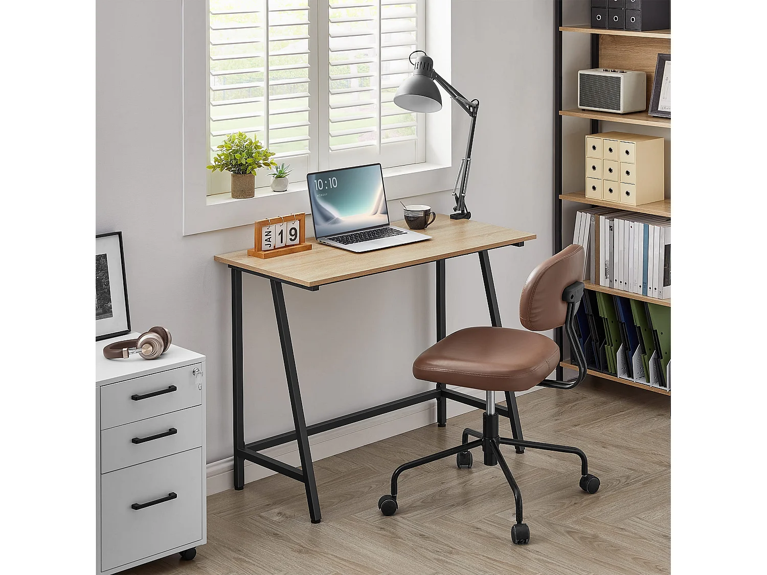 Bureau d'ordinateur Valora – Chêne Sonoma avec cadre en acier noir 100 x 50