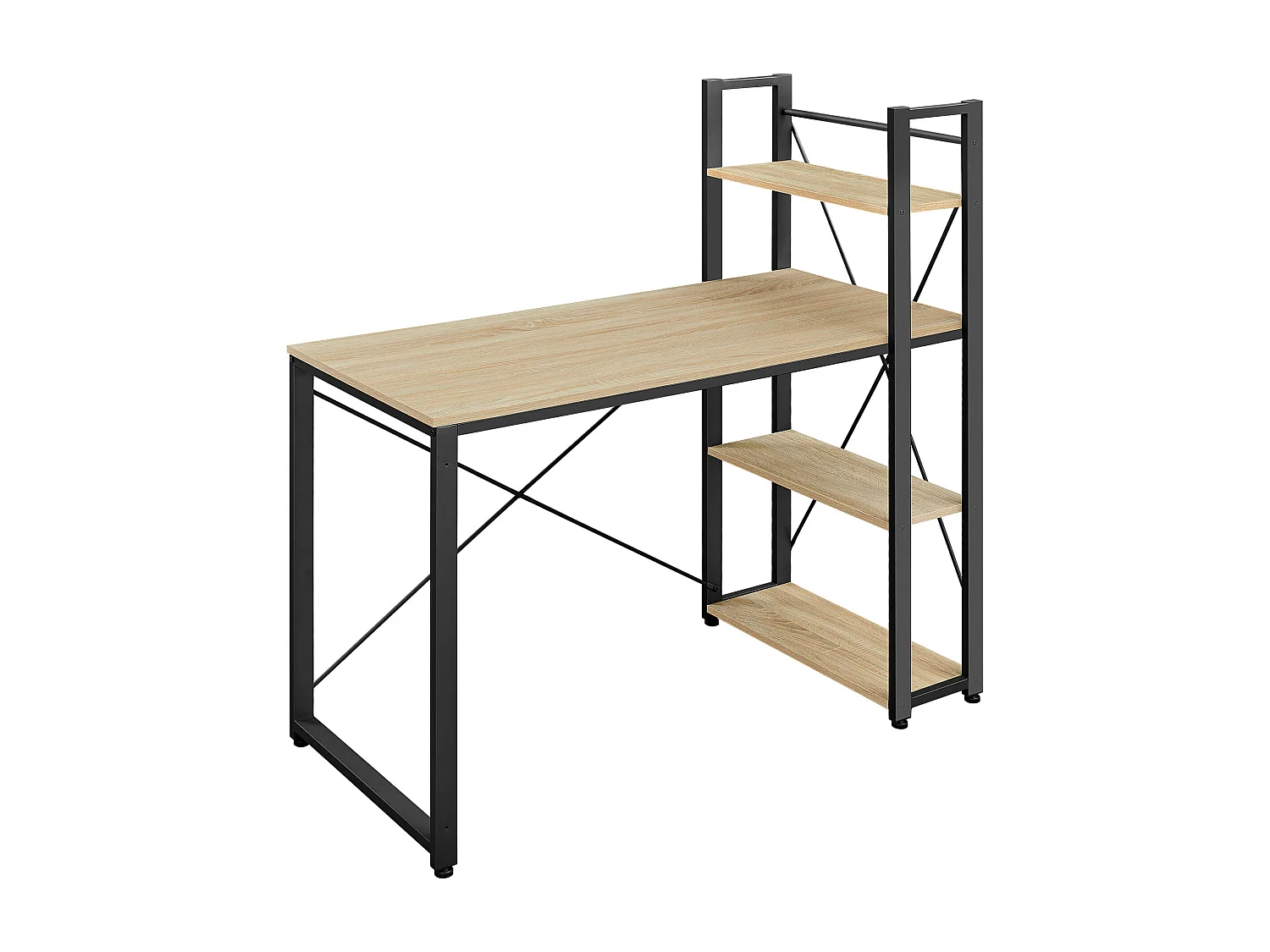 Bureau d'ordinateur Valora – Chêne Sonoma avec 3 étagères, 120 cm